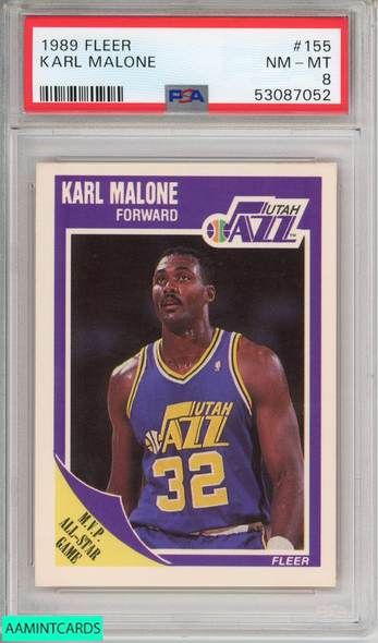 1989 FLEER KARL MALONE #155 HOF UTAH JAZZ PSA 8 NM-MT 53087052 1989 FLEER KARL MALONE #155 HOF UTAH JAZZ PSA 8 NM-MT 53087052