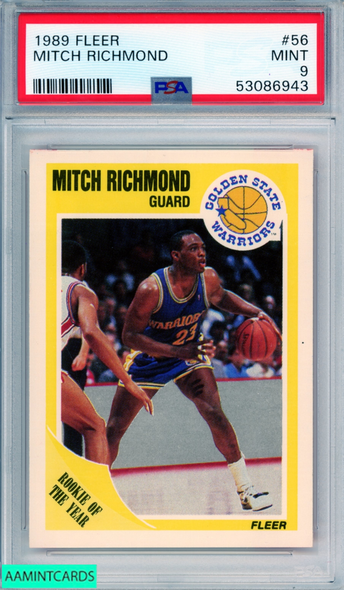 1989 FLEER MITCH RICHMOND #56 ROOKIE HOF GOLDEN STATE WARRIORS RC PSA 9 MINT 53086943 1989 FLEER MITCH RICHMOND #56 ROOKIE HOF GOLDEN STATE WARRIORS RC PSA 9 MINT 53086943