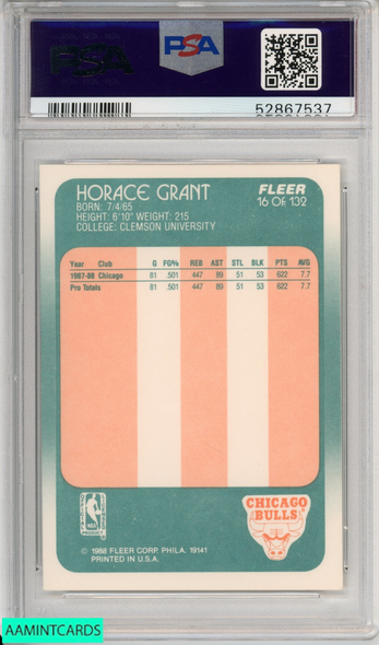 1988 FLEER HORACE GRANT #16 CHICAGO BULLS PSA 7 NM 52867537