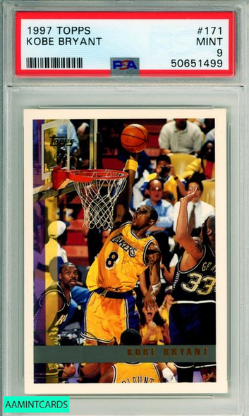 1997 TOPPS KOBE BRYANT #171 HOF LOS ANGELES LAKERS PSA MINT 9 50651499