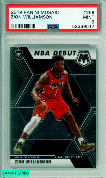 2019 PANINI MOSAIC ZION WILLIAMSON #269 ROOKIE PELICANS RC PSA 9 MINT 52339517 2019 PANINI MOSAIC ZION WILLIAMSON #269 ROOKIE PELICANS RC PSA 9 MINT 52339517