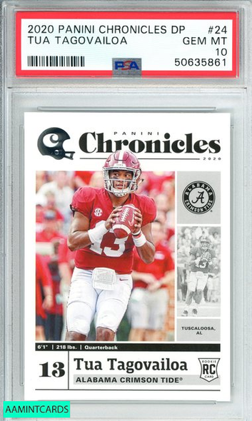 2020 PANINI CHRONICLES DP TUA TAGOVAILOA #24 DOLPHINS ROOKIE RC PSA 10 GEM MT 50635861 2020 PANINI CHRONICLES DP TUA TAGOVAILOA #24 DOLPHINS ROOKIE RC PSA 10 GEM MT 50635861