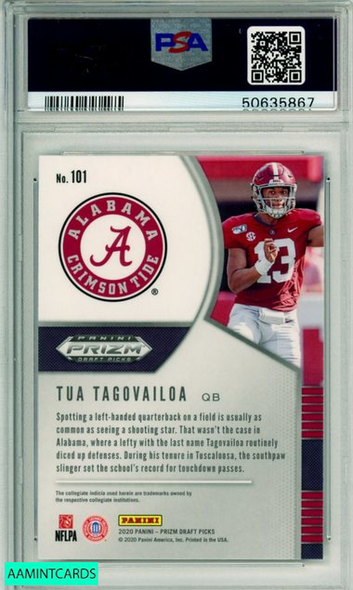 2020 PANINI PRIZM DRAFT PICKS TUA TAGOVAILOA #101 ROOKIE DOLPHINS PSA MINT 9 50635867 2020 PANINI PRIZM DRAFT PICKS TUA TAGOVAILOA #101 ROOKIE DOLPHINS PSA MINT 9 50635867