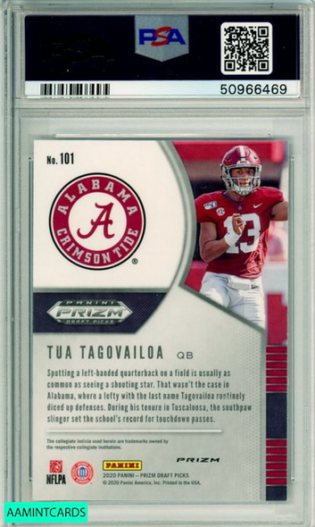 2020 PANINI PRIZM DRAFT PICKS TUA TAGOVAILOA #101 SILVER ROOKIE PRIZM PSA 9 MINT 50966469 2020 PANINI PRIZM DRAFT PICKS TUA TAGOVAILOA #101 SILVER ROOKIE PRIZM PSA 9 MINT 50966469