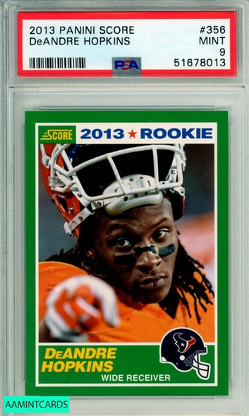 2013 PANINI SCORE DEANDRE HOPKINS #356 ROOKIE HOUSTON TEXANS PSA MINT 9 51678013 2013 PANINI SCORE DEANDRE HOPKINS #356 ROOKIE HOUSTON TEXANS PSA MINT 9 51678013
