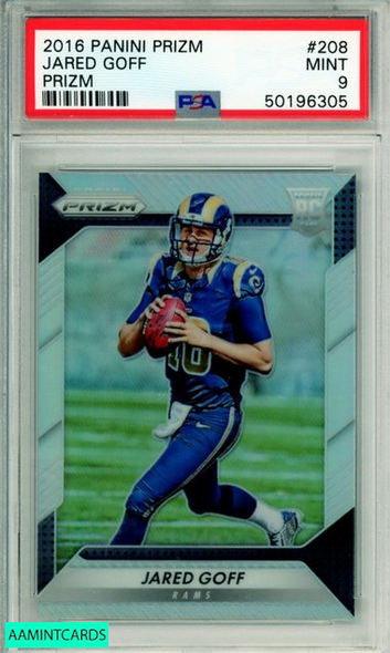 2016 PANINI PRIZM JARED GOFF #208 SILVER PRIZM ROOKIE RC PSA 9 MINT 50196305 2016 PANINI PRIZM JARED GOFF #208 SILVER PRIZM ROOKIE RC PSA 9 MINT 50196305