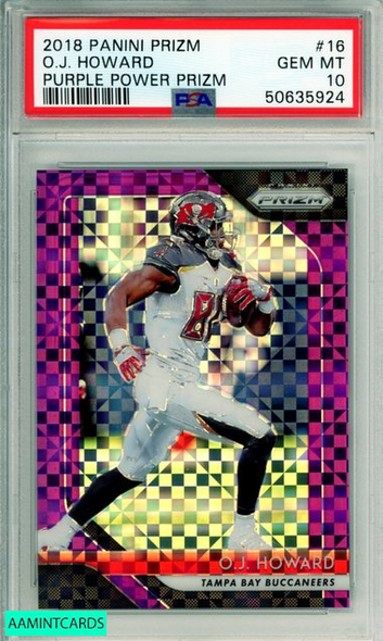 2018 PANINI PRIZM PURPLE POWER PRIZM OJ HOWARD #16 BUCCANEERS PSA GEM MT 10 50635924