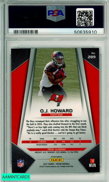 2017 PANINI PRIZM OJ HOWARD #289 SILVER PRIZM ROOKIE BUCCANEERS PSA MINT 9 50635910