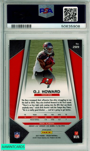 2017 PANINI PRIZM OJ HOWARD #289 SILVER PRIZM ROOKIE BUCCANEERS PSA MINT 9 50635908 2017 PANINI PRIZM OJ HOWARD #289 SILVER PRIZM ROOKIE BUCCANEERS PSA MINT 9 50635908