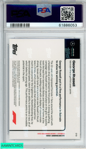 2020 TOPPS NOW FORMULA 1 GEORGE RUSSELL #19 ROOKIE RC PSA 10 GEM MT 61886053