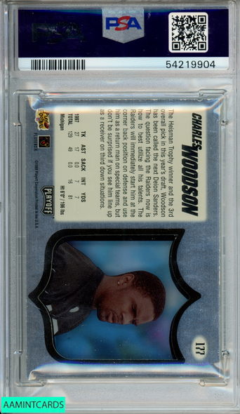1998 PLAYOFF ABSOLUTE CHARLES WOODSON #177 SSD HOBBY ROOKIE HOF RAIDERS RC PSA 8 54219904