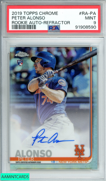 2019 TOPPS CHROME PETER ALONSO #RA-PA ROOKIE AUTO-REF283 OF 499 RC PSA 9 MINT 91908590