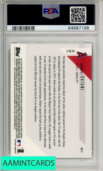 2018 TOPPS NOW SPRING TRAINING SHOHEI OHTANI #ST-7 PSA 9 MINT RC 64687196