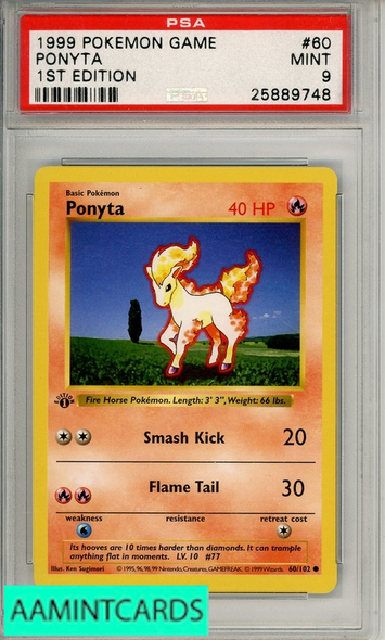 1999 POKEMON GAME PONYTA #60 1ST EDITION PSA 9 MINT 25889748