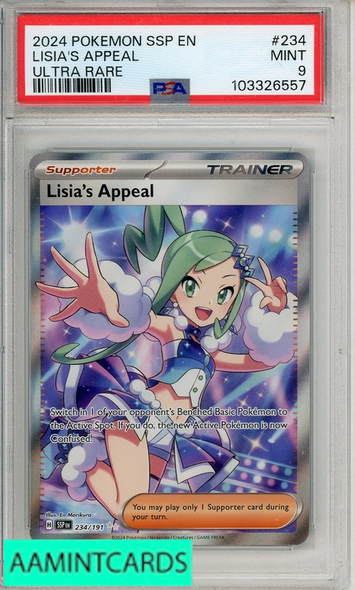 2024 POKEMON SSP EN LISIAS APPEAL #234 ULTRA RARE PSA 9 MINT 103326557