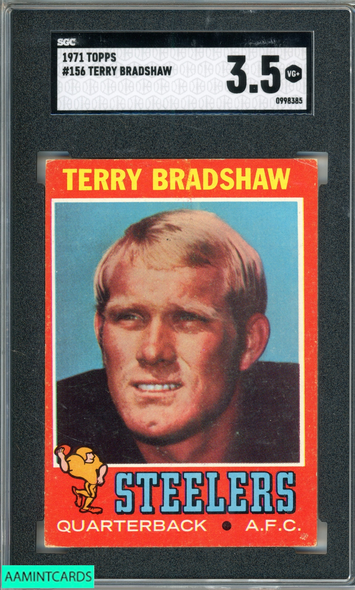 1971 TOPPS TERRY BRADSHAW #156 ROOKIE RC PITTSBURGH STEELERS HOF SGC 3.5 VG+ 0998385