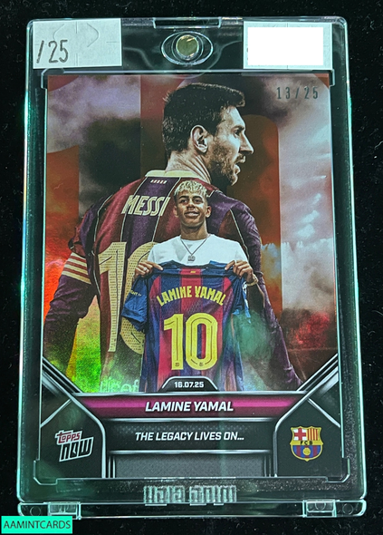2025 TOPPS NOW FC BARCELONA LAMINE YAMAL #2 LIONEL MESSI CHROME ORANGE 13 OF 25 999919938229