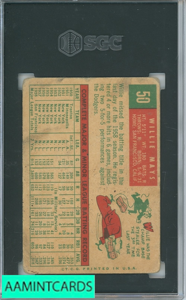 1959 TOPPS WILLIE MAYS #50 SGC 1 4696476 1959 TOPPS WILLIE MAYS #50 SGC 1 4696476