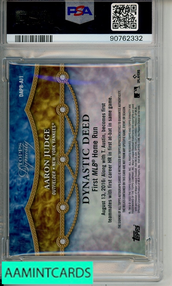 2022 TOPPS DYNASTY AUTO PATCH AARON JUDGE #DAPBAJ1 GOLD 1 OF 1 PSA 9 90762332