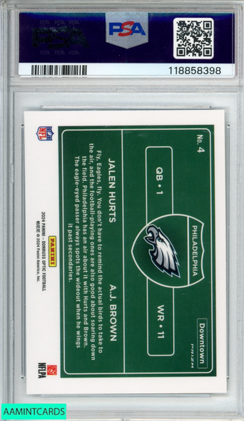 2024 PANINI DONRUSS OPTIC DOWNTOWN DUOS JALEN HURTS AJ BROWN #4 PSA 9 MINT 118858398