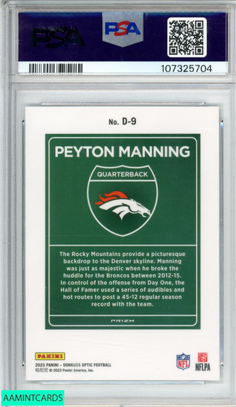 2023 PANINI DONRUSS OPTIC DOWNTOWN! PEYTON MANNING #D9 HOF PSA 10 GEM MT 107325704