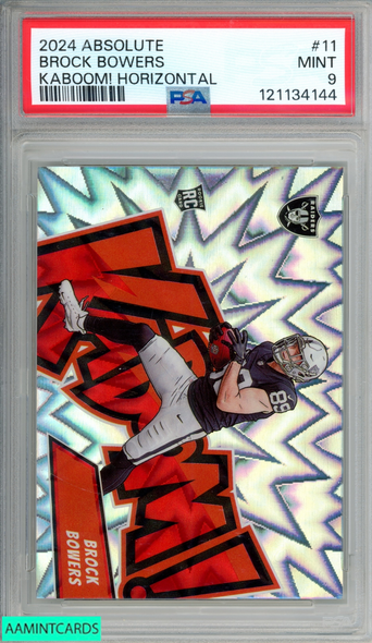 2024 PANINI ABSOLUTE KABOOM! HORIZONTAL BROCK BOWERS #11 ROOKIE RC PSA 9 MINT 121134144