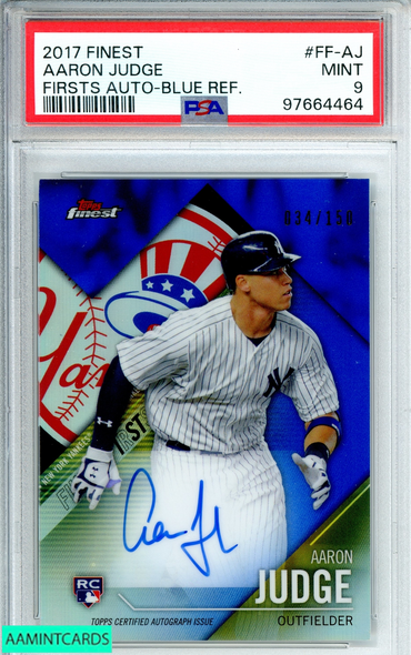 2017 FINEST AARON JUDGE #FF-AJ FIRSTS AUTO-BLUE REF 34 OF 150 RC PSA 9 MINT 97664464