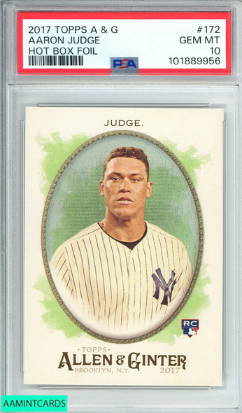 2017 TOPPS ALLEN GINTER AARON JUDGE #172 HOT BOX FOIL RC PSA 10 GEM MT 101889956 2017 TOPPS ALLEN GINTER AARON JUDGE #172 HOT BOX FOIL RC PSA 10 GEM MT 101889956