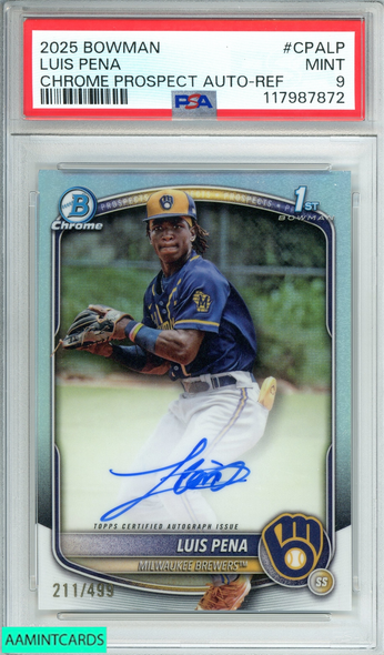 2025 BOWMAN LUIS PENA #CPALP CHROME PROSPECT AUTO-REF 211 OF 499 PSA 9 MINT 117987872