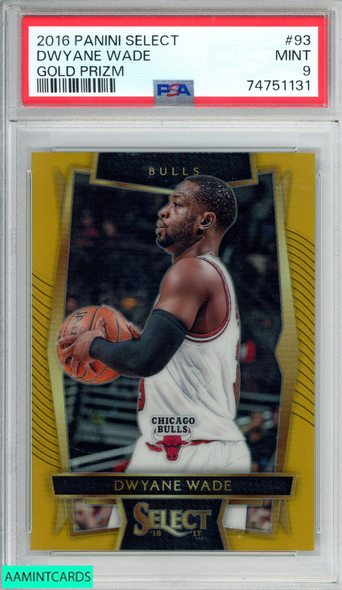 2016 PANINI SELECT DWYANE WADE #93 GOLD PRIZM 2 OF 10 BULLS PSA 9 MINT 74751131