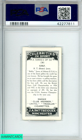 1930 J A  PATTREIOUEX CELEBRITIES IN SPORT R T  JONES #38 CELEBRITIES IN SPORT PSA 6 EX-MT 42277811