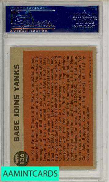 1962 TOPPS BABE JOINS YANKS #136 PSA 6 EX-MT 17283156 1962 TOPPS BABE JOINS YANKS #136 PSA 6 EX-MT 17283156