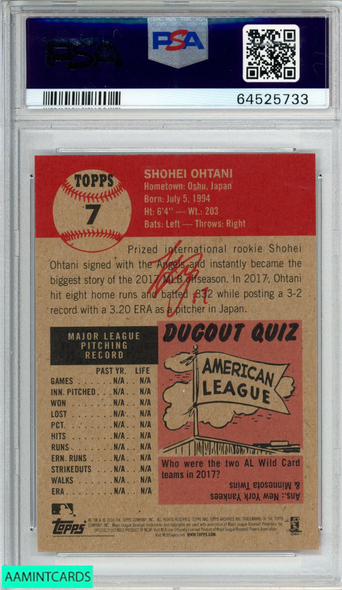 2018 TOPPS LIVING SHOHEI OHTANI #7 ROOKIE RC ANGELS PSA 10 GEM MT 64525733 2018 TOPPS LIVING SHOHEI OHTANI #7 ROOKIE RC ANGELS PSA 10 GEM MT 64525733