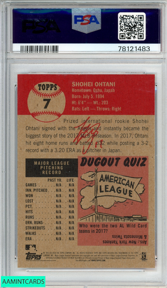 2018 TOPPS LIVING SHOHEI OHTANI #7 ROOKIE RC ANGELS PSA 10 GEM MT 78121483 2018 TOPPS LIVING SHOHEI OHTANI #7 ROOKIE RC ANGELS PSA 10 GEM MT 78121483