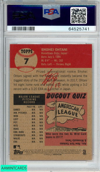 2018 TOPPS LIVING SHOHEI OHTANI #7 ROOKIE RC ANGELS PSA 10 GEM MT 64525741 2018 TOPPS LIVING SHOHEI OHTANI #7 ROOKIE RC ANGELS PSA 10 GEM MT 64525741