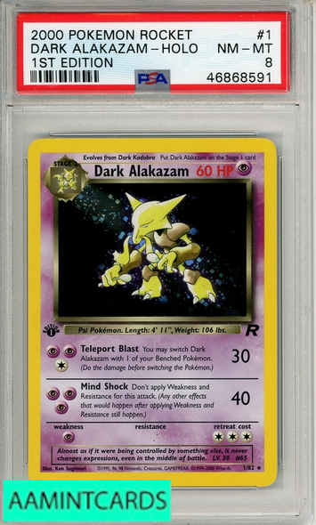 2000 POKEMON ROCKET DARK ALAKAZAM-HOLO #1 1ST EDITION PSA 8 NM-MT 46868591