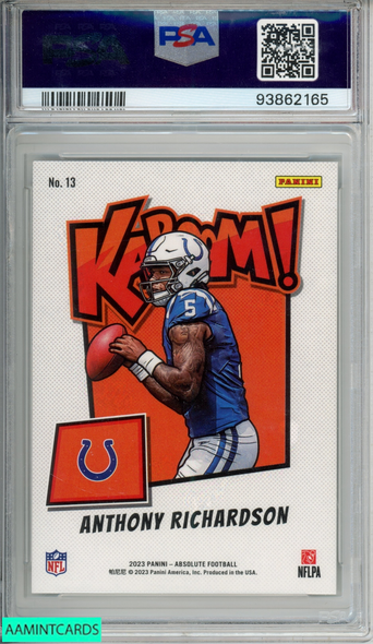 2023 PANINI ABSOLUTE KABOOM! HORIZONTAL ANTHONY RICHARDSON #13 ROOKIE RC PSA 9 93862165