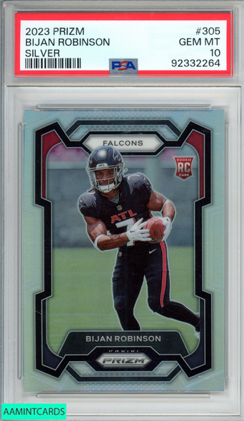 2023 PANINI PRIZM BIJAN ROBINSON #305 SILVER PRIZM ROOKIE RC PSA 10 GEM MT 92332264