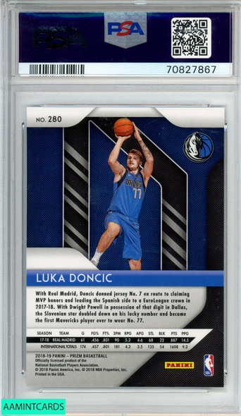 2018 PANINI PRIZM LUKA DONCIC #280 ROOKIE RC PSA 10 GEM MT 70827867
