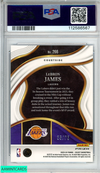 2023 PANINI SELECT LEBRON JAMES #266 BLUE WAVE 35 OF 75 LAKERS PSA 10 GEM MT 112586567