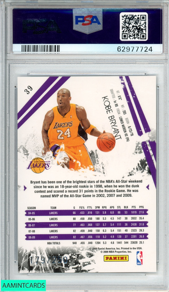 2009 PANINI ROOKIES AND STARS KOBE BRYANT #39 LONGEVITY RUBY 179 OF 250 PSA 9 62977724