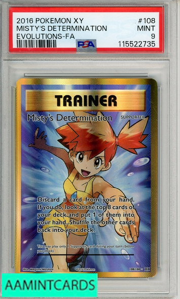 2016 POKEMON XY EVOLUTIONS MISTYS DETERMINATION #108 FA PSA 9 MINT 115522735