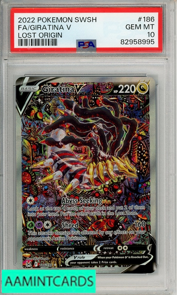 2022 POKEMON SWORD SHIELD LOST ORIGIN FA GIRATINA V #186 PSA 10 82958995