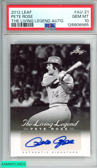 2012 LEAF THE LIVING LEGEND AUTOGRAPH PETE ROSE #AU-21 REDS PSA 10 GEM MT 126808985