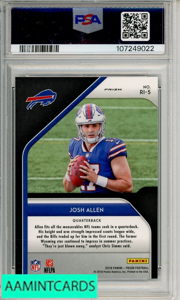 2018 PANINI PRIZM ROOKIE INTRODUCTION JOSH ALLEN #RI-5 GREEN PSA 10 107249022
