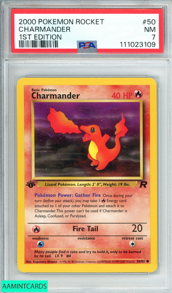 2000 POKEMON ROCKET CHARMANDER #50 1ST EDITION PSA 7 NM 111023109