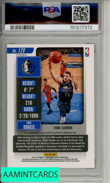 2018 PANINI CONTENDERS OPTIC LUKA DONCIC #128 AUTO BLUE PSA 9 ROOKIE 101217372