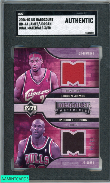 2006 UD HARDCOURT LEBRON JAMES MICHAEL JORDAN DUAL MATERIALS OF 50 SGC AUTHENTIC 1559650