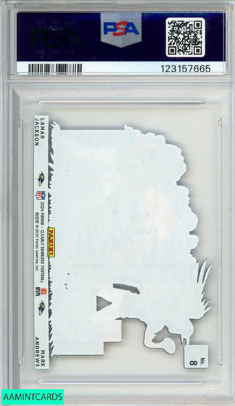 2024 PANINI CLEARLY DONRUSS DOWNTOWN DUOS LAMAR JACKSON MARK ANDREWS #8 PSA 8 123157665