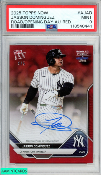 2025 TOPPS NOW ROAD TO OPENING DAY AUTOGRAPH JASSON DOMINGUEZ RED 4 OF 5 PSA 9 118540441